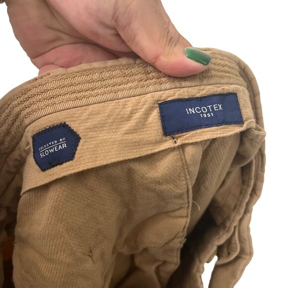 Incotex Mens Tan ChinoLino Linen Cotton Straight Leg Khaki Slacks Pants Size 30 - Picture 6 of 6